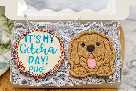 Custom Dog/ Pet Adoption Gift Box | Happy Gotcha Day Dog Treat 2 Cookie Gift Box