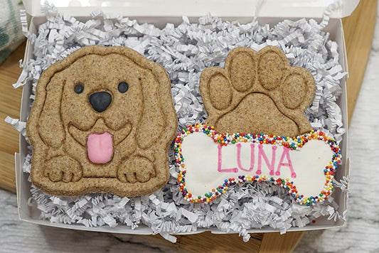 Custom Dog Birthday Box | Personalized Dog Treat 2 Cookie Gift Box