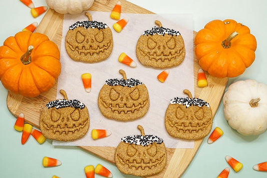 Halloween Jack-O-Lantern Pumpkin Dog Treats - 6 Natural Pumpkin Cookies for Dogs