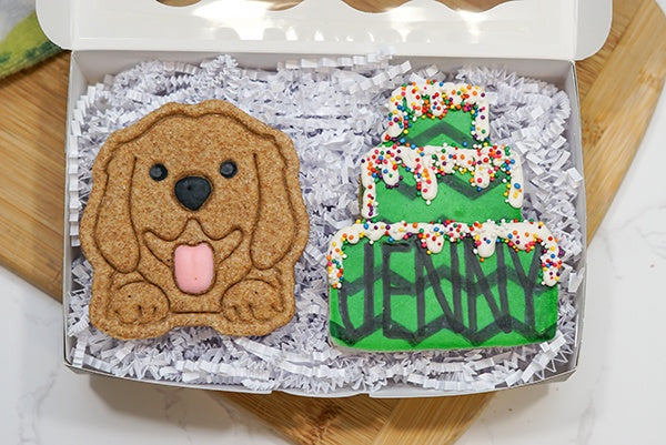 Custom Dog Birthday Cake Box | Dog Treat 2 Cookie Gift Box