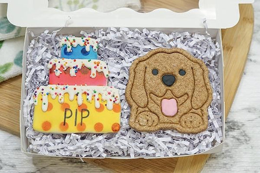 Custom Dog Birthday Cake Box | Dog Treat 2 Cookie Gift Box
