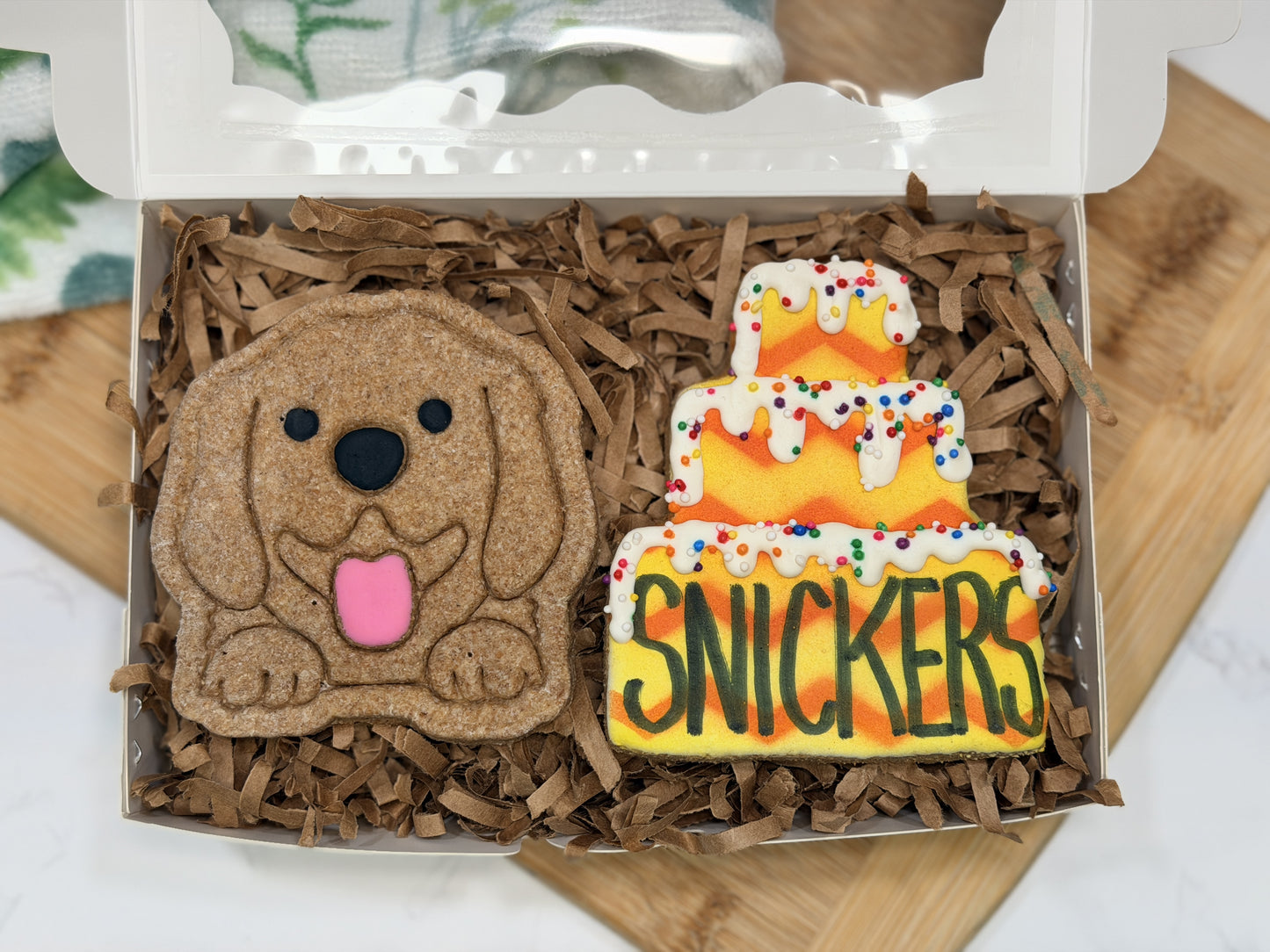 Custom Dog Birthday Cake Box | Dog Treat 2 Cookie Gift Box
