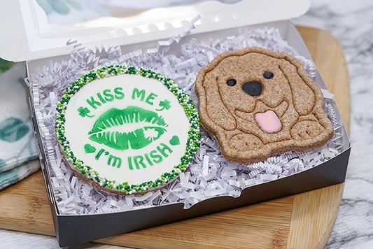 St. Patrick's Day Dog 2 Treat Box | 2 Cookie Gift Box Set