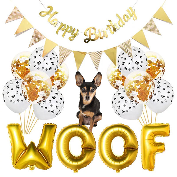 3 Paws Kitchen Dog Birthday Party Decoration 19-pc. Set | Happy Birthday Banner | Confetti Balloons - 3 Paws Kitchen