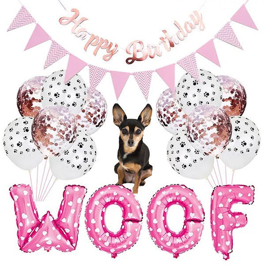 3 Paws Kitchen Dog Birthday Party Decoration 19-pc. Set | Happy Birthday Banner | Confetti Balloons - 3 Paws Kitchen