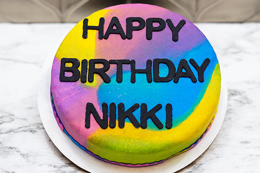 Dog Birthday Cake Treat 6" inch Tie Dye Design Personalized Pet Gift for Dog Lovers