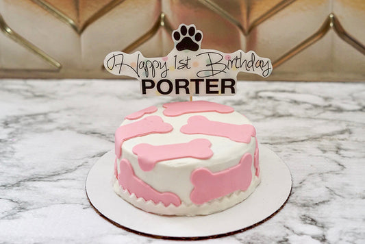 Custom Bone Dog Birthday Cake Treat 4" inch Personalized Peanut Butter & Banana Pet Gift for Dog Lovers