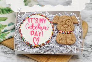 Custom Dog/ Pet Adoption Gift  Box  |  Happy Gotcha Day Dog Treat 2 Cookie Gift Box