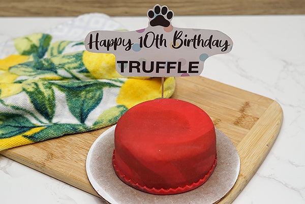 Dog Birthday Cake Tie dye Treat 4" inch Peanut Butter & Banana or Peanut Butter with Bacon Personalized Pet Gift for Dog Lovers