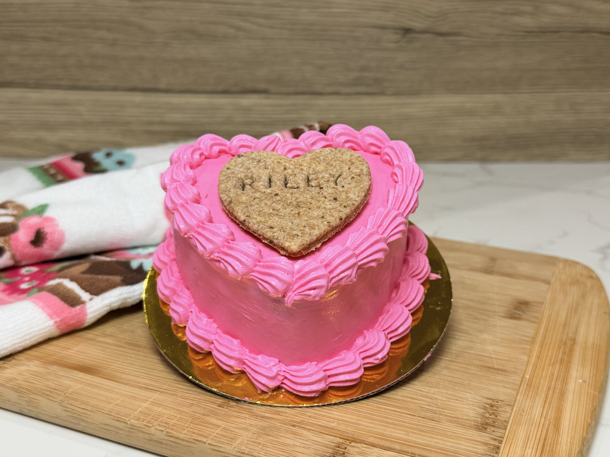 Personalized Heart Dog Birthday Cake with Custom Name Cookie