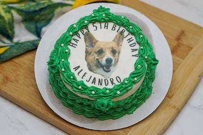 Custom Vintage Dog Birthday Cake with Photo | 4-inch Personalized Healthy Dog Birthday Cake