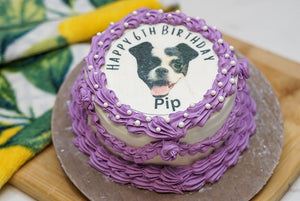 Custom Photo Portrait Vintage Dog Birthday Cake Treat 4" inch Personalized Pet Gift for Dog Lovers
