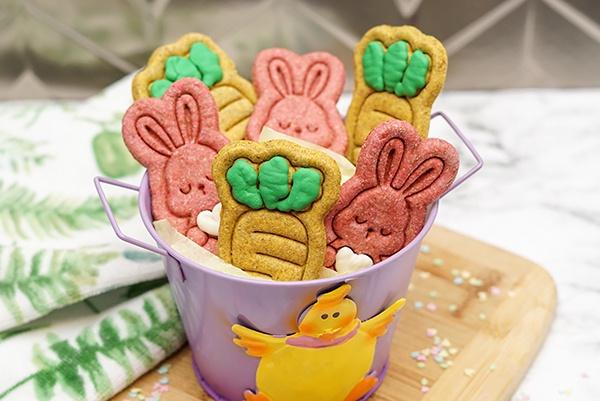 Healthy Easter Spring Dog Treats Bunny and Carrot shaped Cookies- Dog lover gift basket