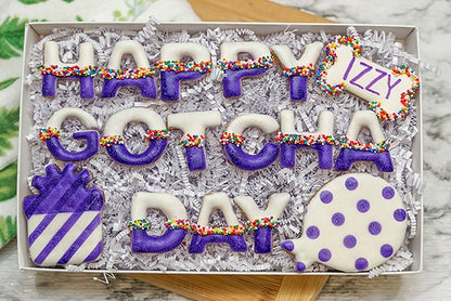 Custom Dog Adoption Box  | Welcome Home Happy Gotcha Day Dog Treat  Cookie Gift Box