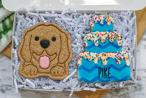 Custom Dog  Birthday Cake Box  | Dog Treat 2 Cookie Gift Box