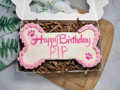 Large Dog Birthday Bone Treat- 6" Handmade Birthday Cookie with Yogurt Icing & Sprinkles (Gift Box Included)