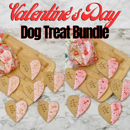 Valentine’s Day Dog Treat Bundle – 12 Count (I Woof You Strawberry + Fur Ever Peanut)