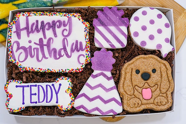 Personalized Dog Birthday Treat Box – Custom Iced Birthday Cookies for Dogs