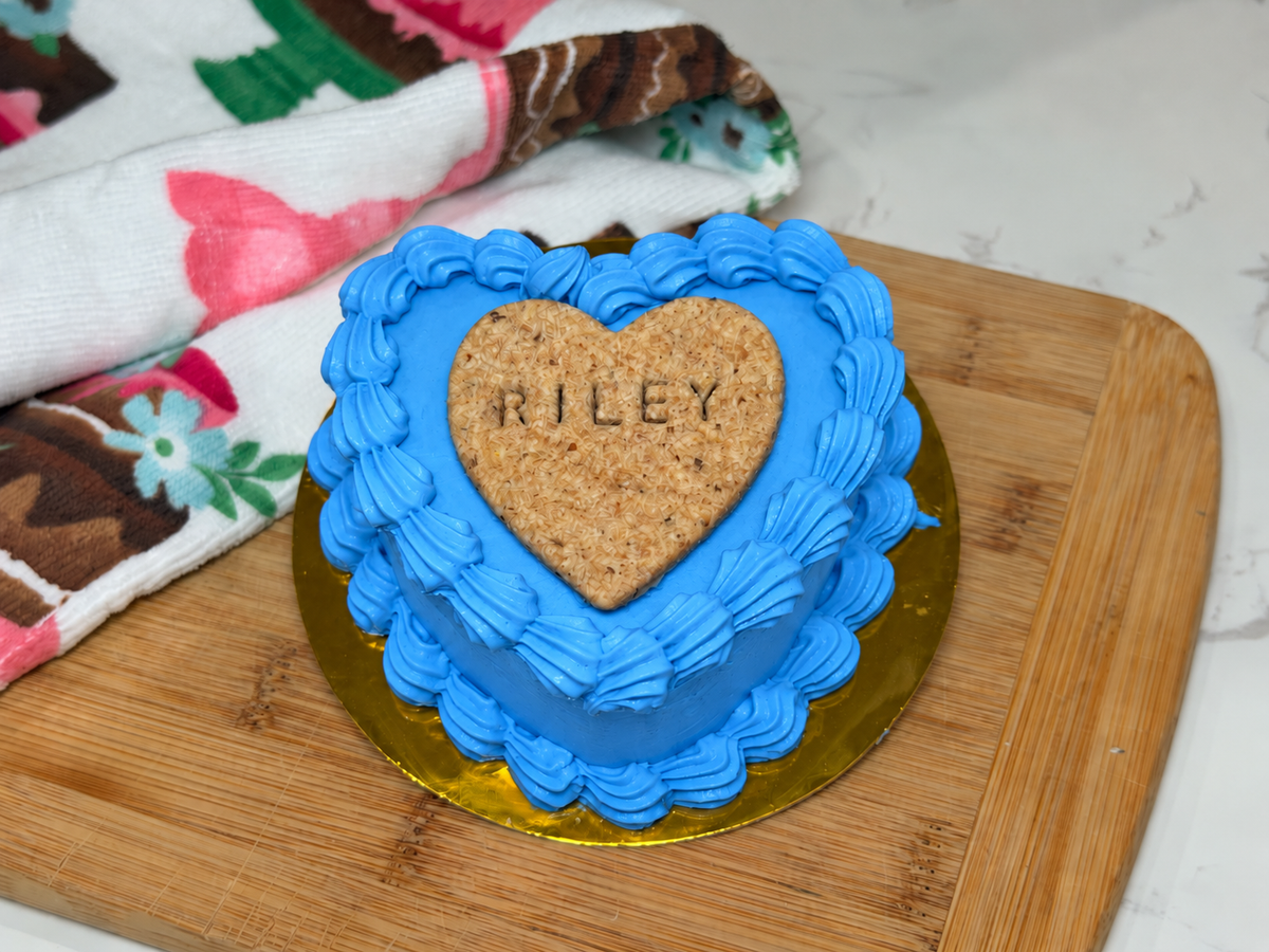 Personalized Heart Dog Birthday Cake with Custom Name Cookie