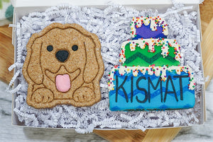 Custom Dog  Birthday Cake Box  | Dog Treat 2 Cookie Gift Box