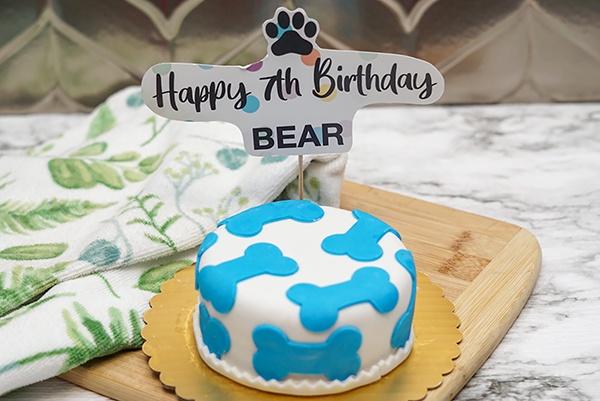 Custom Bone Dog Birthday Cake Treat 4" inch Personalized Peanut Butter & Banana Pet Gift for Dog Lovers