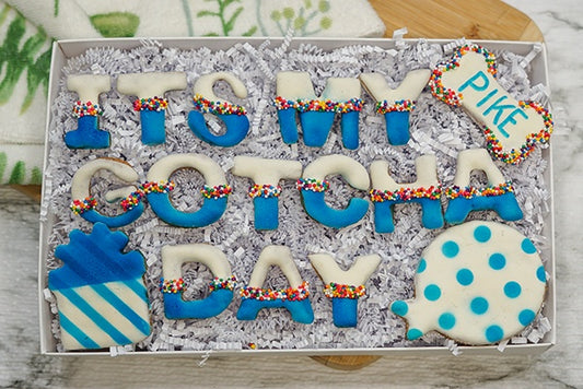 Custom Dog Adoption Box  | Welcome Home It's My Gotcha Day Dog Treat  Cookie Gift Box