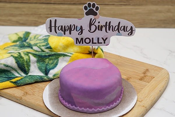 Dog Birthday Cake Tie dye Treat 4" inch Peanut Butter & Banana or Peanut Butter with Bacon Personalized Pet Gift for Dog Lovers