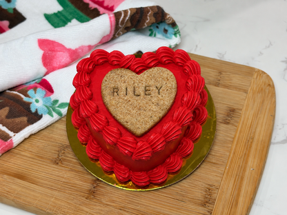Personalized Heart Dog Birthday Cake with Custom Name Cookie