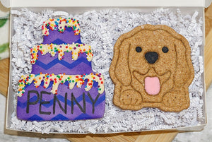 Custom Dog  Birthday Cake Box  | Dog Treat 2 Cookie Gift Box