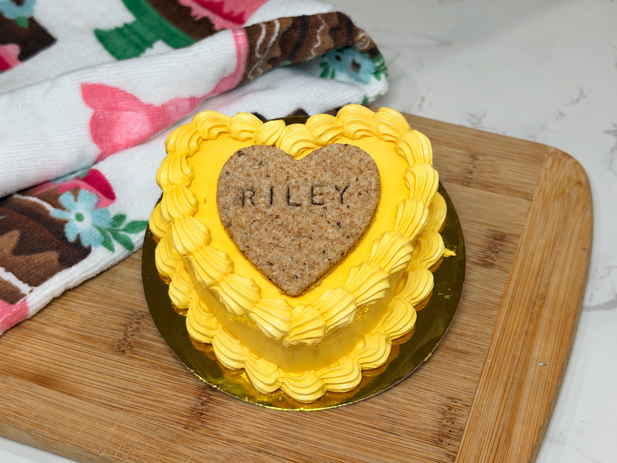 Personalized Heart Dog Birthday Cake with Custom Name Cookie
