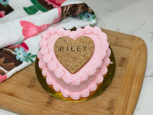 Personalized Heart Dog Birthday Cake with Custom Name Cookie