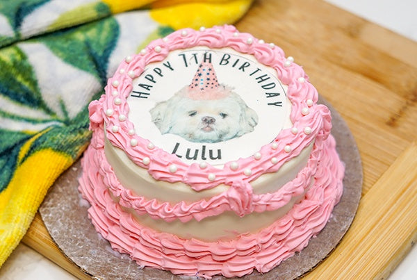 Custom Photo Portrait Vintage Dog Birthday Cake Treat 4" inch Personalized Pet Gift for Dog Lovers
