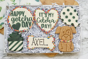 Custom Dog Adoption Box  | Welcome Home Happy Gotcha Day Dog Treat 6 Cookie Gift Box