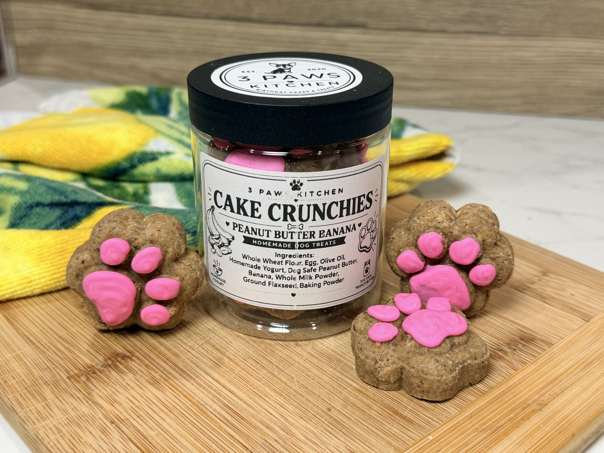 Peanut Butter Banana Cake Crunchies – Dehydrated Paw Dog Treats