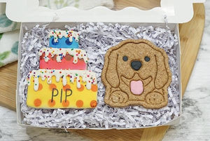 Custom Dog  Birthday Cake Box  | Dog Treat 2 Cookie Gift Box