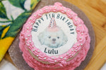 Custom Photo Portrait Vintage Dog Birthday Cake Treat 4" inch Personalized Pet Gift for Dog Lovers
