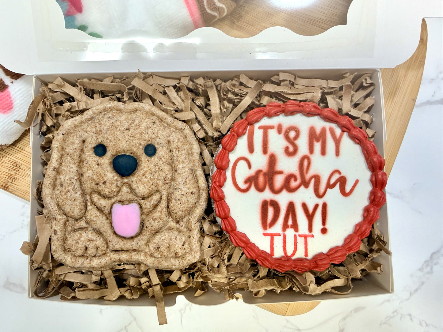 Custom Dog/ Pet Adoption Gift  Box  |  Happy Gotcha Day Dog Treat 2 Cookie Gift Box
