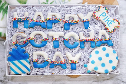 Custom Dog Adoption Box  | Welcome Home Happy Gotcha Day Dog Treat  Cookie Gift Box