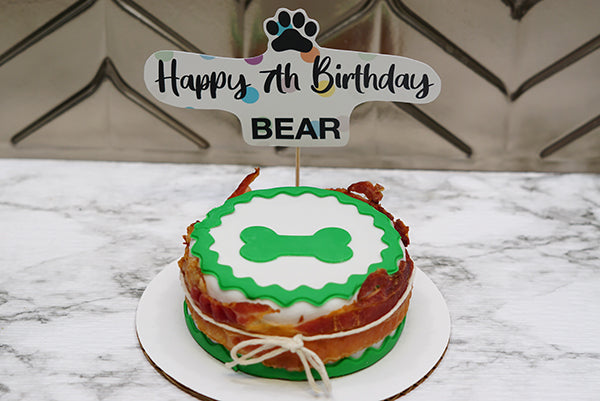 Dog Birthday Cake Treat 4" inch Personalized Sweet Potato and Bacon Dog Lover Gift