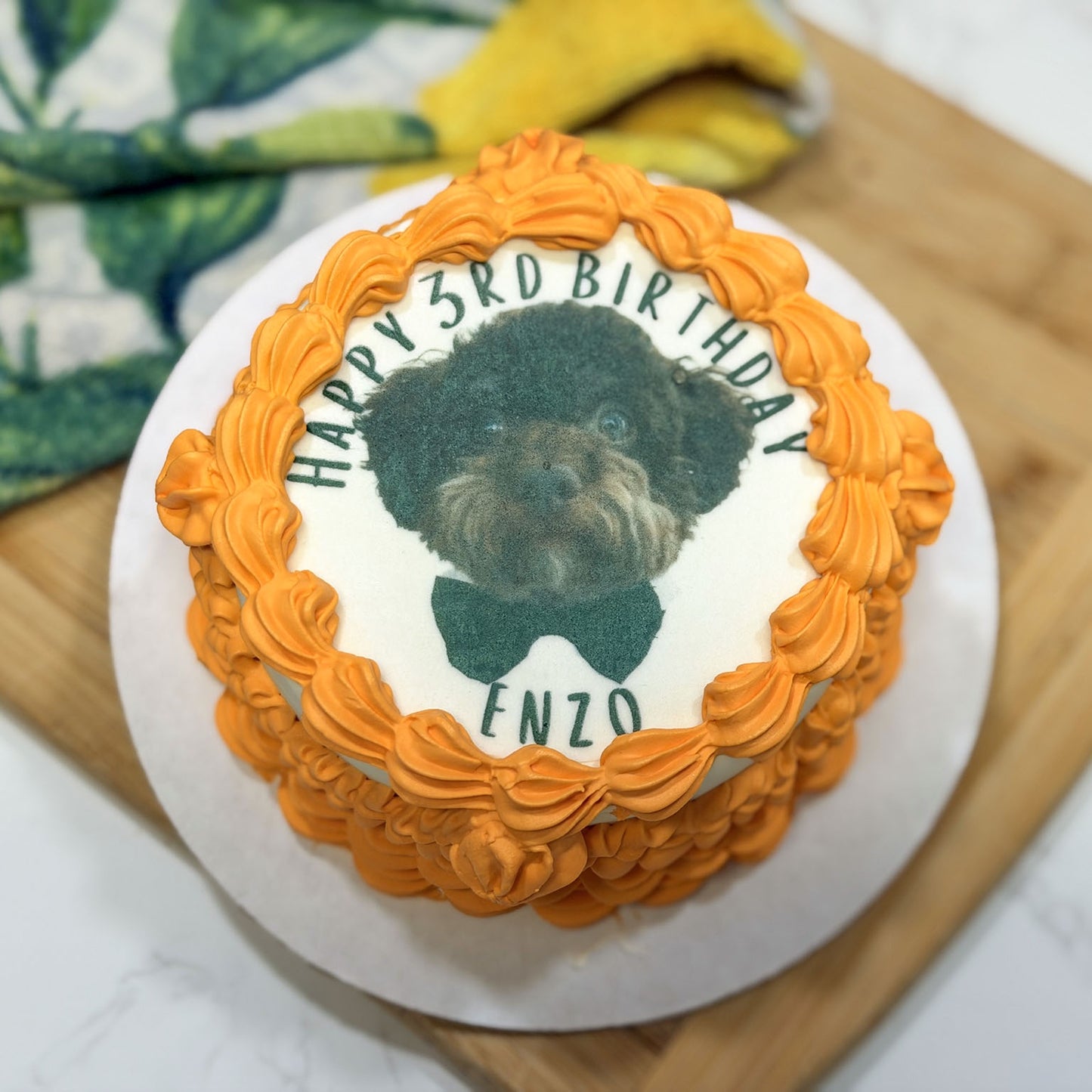 Custom Vintage Dog Birthday Cake with Photo | 4-inch Personalized Healthy Dog Birthday Cake