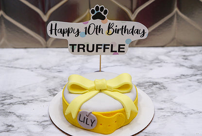 Custom Bowtie  Dog Birthday Cake Treat 4" inch  Pet Gift for Dog Lovers