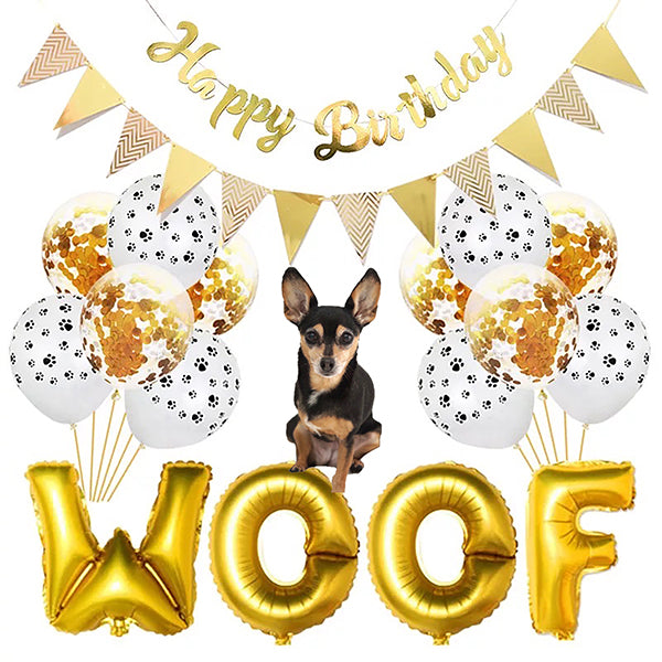 3 Paws Kitchen Dog Birthday Party Decoration 19-pc. Set |  Happy Birthday Banner | Confetti Balloons - 3 Paws Kitchen