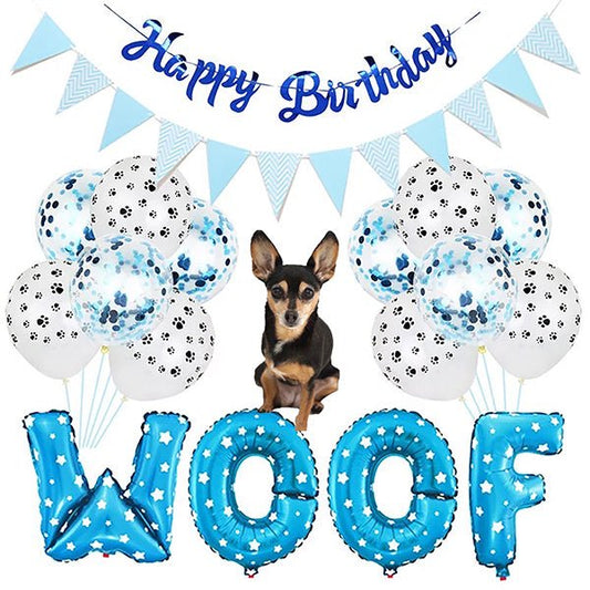3 Paws Kitchen Dog Birthday Party Decoration 19-pc. Set | Happy Birthday Banner | Confetti Balloons - 3 Paws Kitchen