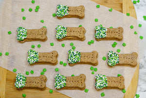 St. Patrick's Pattys Day Healthy Dog Treats Peanut Butter Sandwich Bone Cookies- Dog lover gift