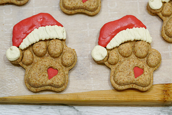 Christmas Holiday Dog Treats Limited Ingredient Paw Print Santa Cookies Pet Gift for Dog Lovers