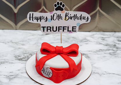 Custom Bowtie  Dog Birthday Cake Treat 4" inch  Pet Gift for Dog Lovers