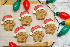 Christmas Holiday Dog Treats Limited Ingredient Paw Print Santa Cookies Pet Gift for Dog Lovers