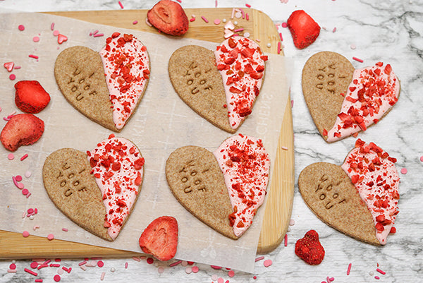 Valentine's Day Healthy Dog Treats Strawberry Dipped Heart Cookies- Dog lover gift