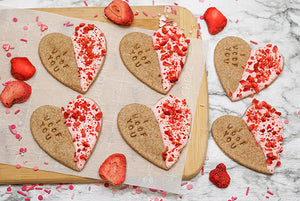 Valentine's Day Healthy Dog Treats Strawberry Dipped Heart Cookies- Dog lover gift