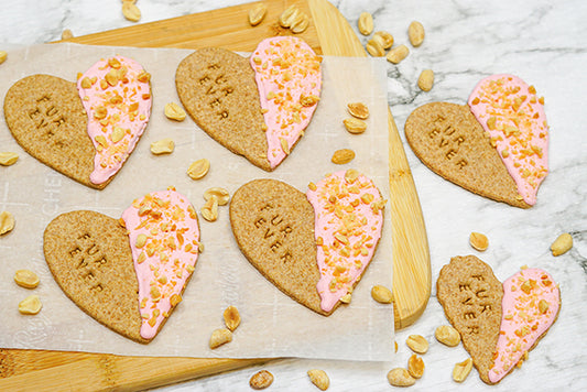 Valentine's Day Healthy Dog Treats Peanut  Dipped Heart Cookies- Dog lover gift